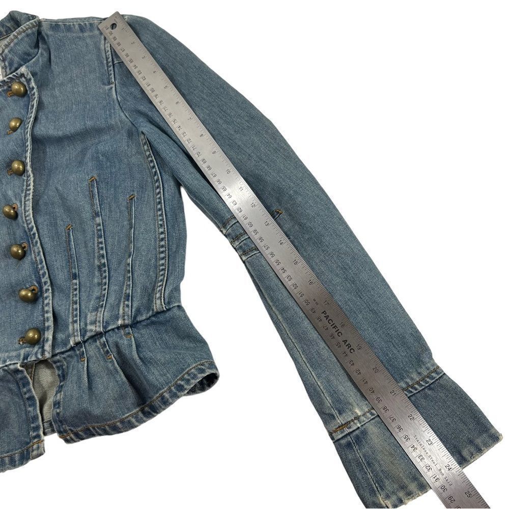 Marc Jacobs Military Style Cropped Peplum Denim Jacket - Picture 9 of 12